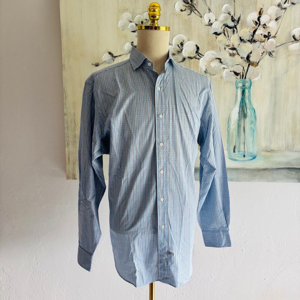 Polo Ralph Lauren Men's 16.5-34 Blue Plaid Cotton Dress Shirt Singapore